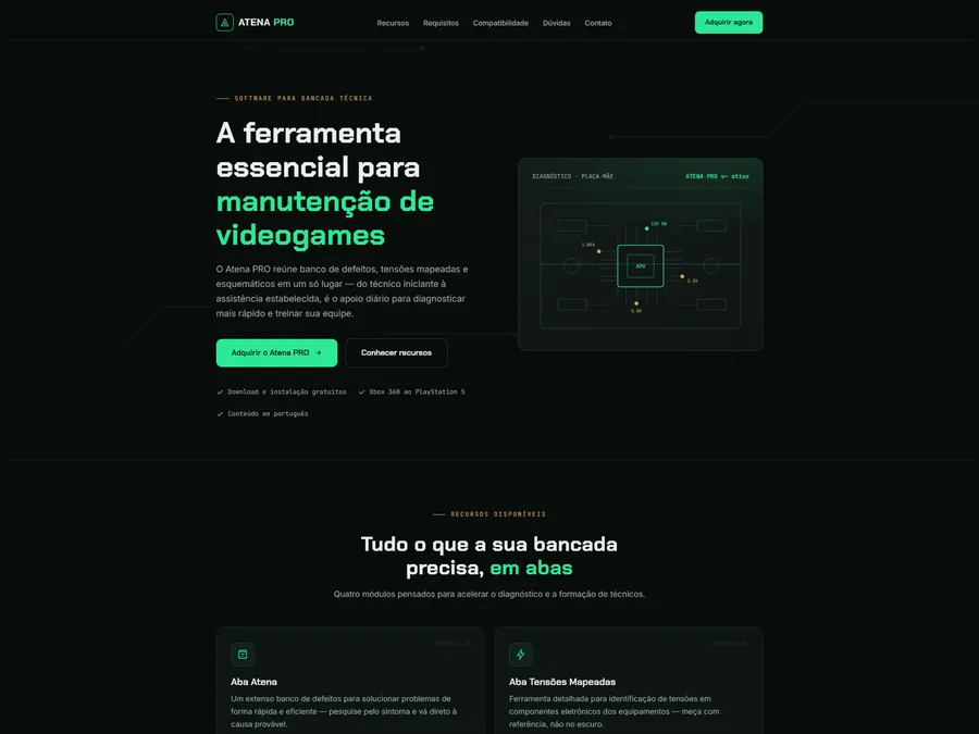 Projeto Atena PRO — Página de produto desenvolvido pela Sites Rankly