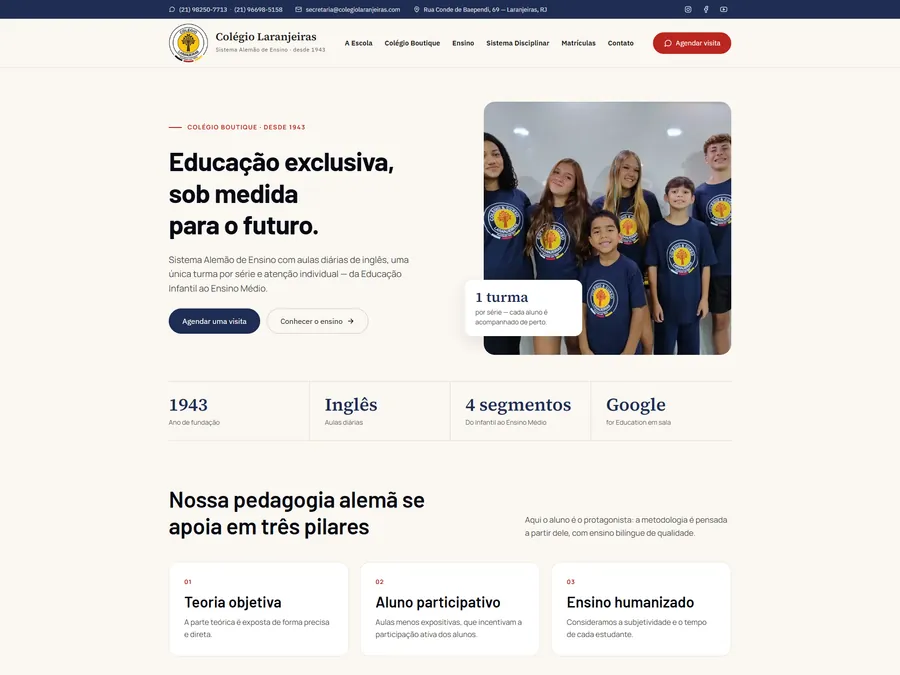 Projeto Colégio Laranjeiras — Educação desenvolvido pela Sites Rankly