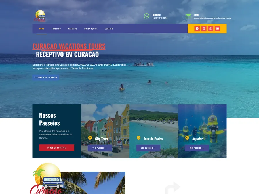 Projeto Curaçao Vacations Tours — Turismo receptivo desenvolvido pela Sites Rankly