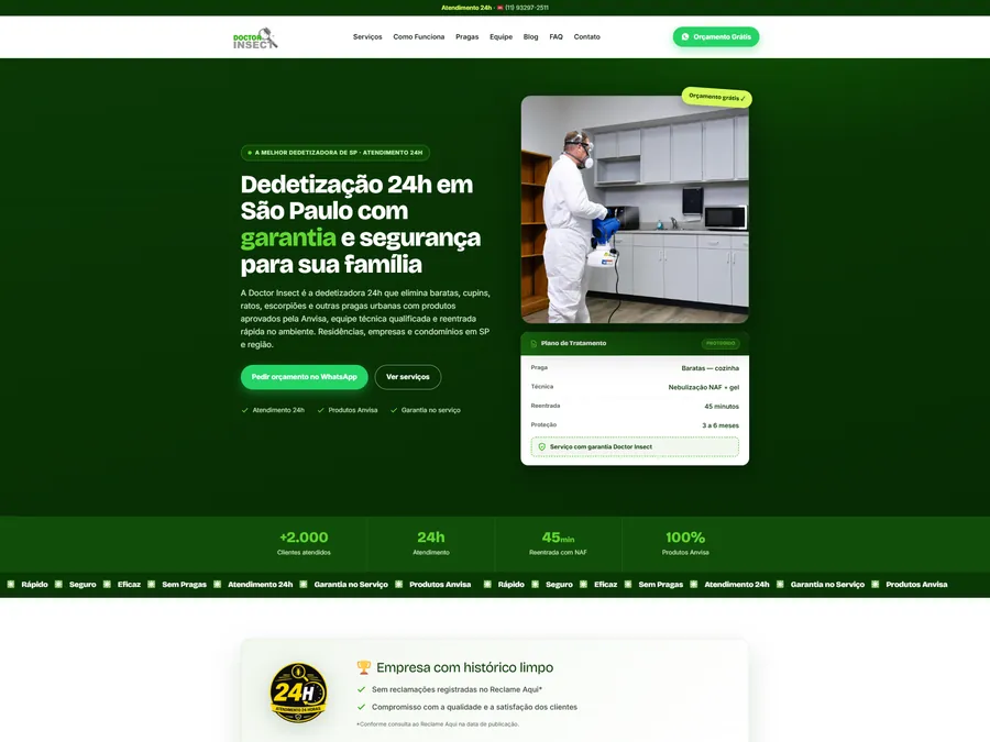 Projeto Doctor Insect — Site + Google Ads desenvolvido pela Sites Rankly
