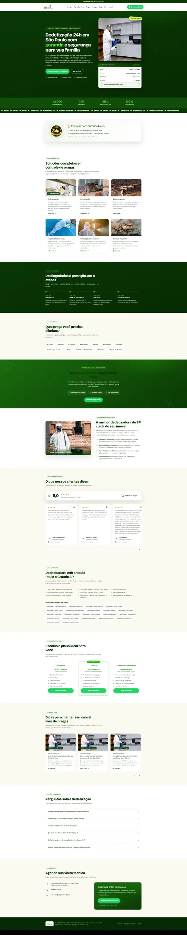 Site da Doctor Insect desenvolvido pela Sites Rankly